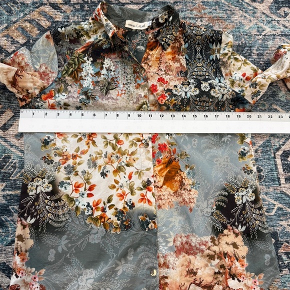 Johnny Was Calme’ Blouse size S 100% Cotton Floral Landscape Print - Picture 6 of 7